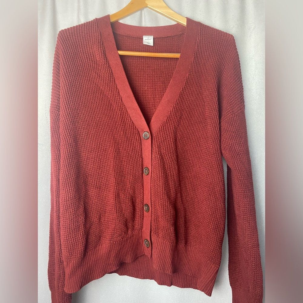 Melrose and Market Brick Red grandpacore Cardigan Sweater school College S - Picture 2 of 4
